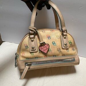 Dooney and Bourke Rainbow Bowler Canvas Y2K Vintage Boston Bag Yellow Mini Dome